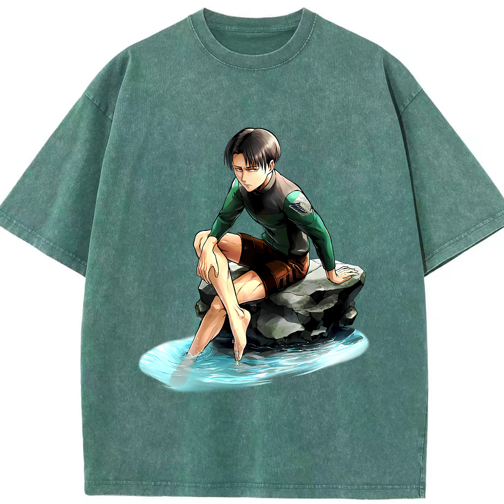 （画像用） 進撃の巨人 リヴァイ·アッカーマン Attack on Titan Levi Ackerman 綿100% ヴィンテージ風 半袖Tシャツ（フロントプリント）
